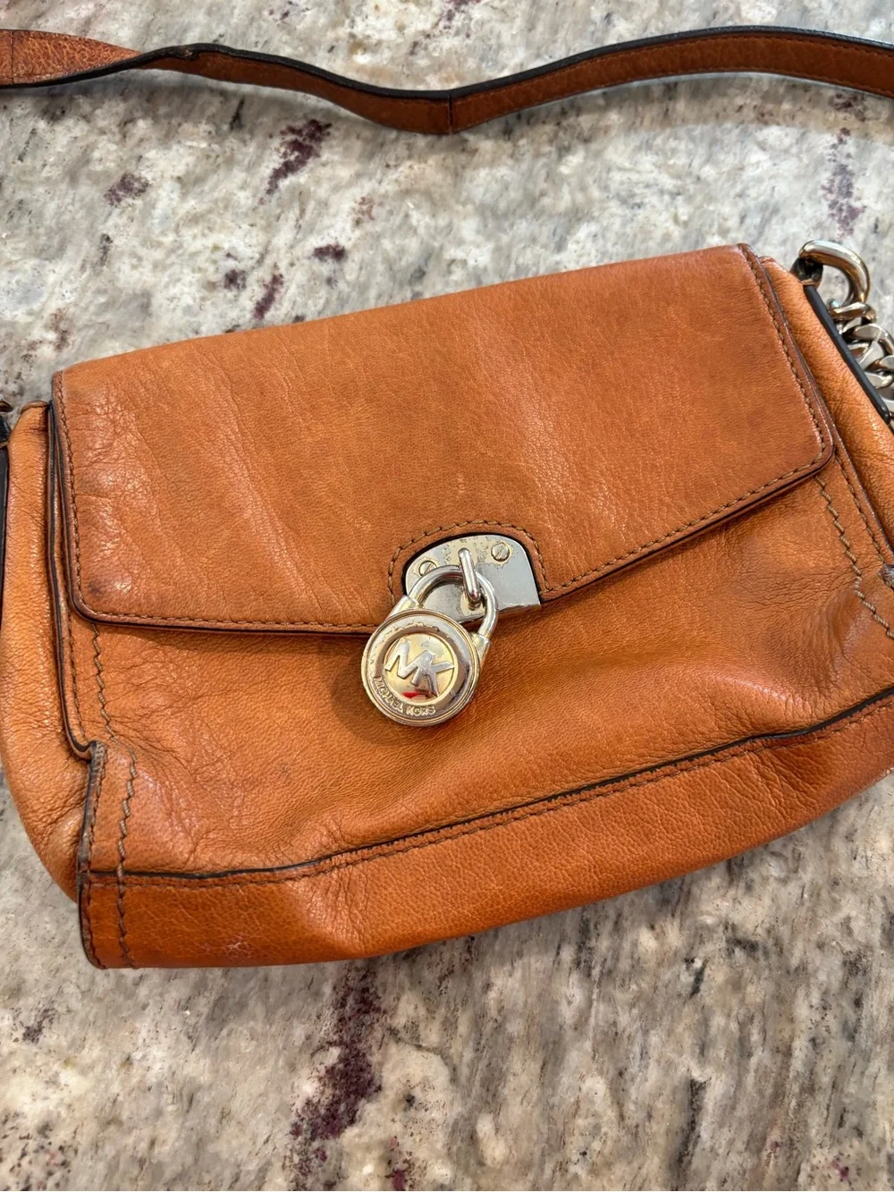 Michael Kors Tan Leather Crossbody with Gold Hardware
